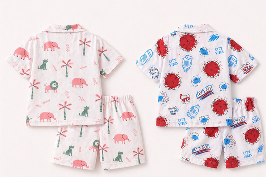 Candy Safari & City Pop Combo Set – Boys Cotton Summer Co-Ord Pack