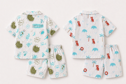 Jungle Safari Coord Set – Boys Cotton Summer Co-Ord Set