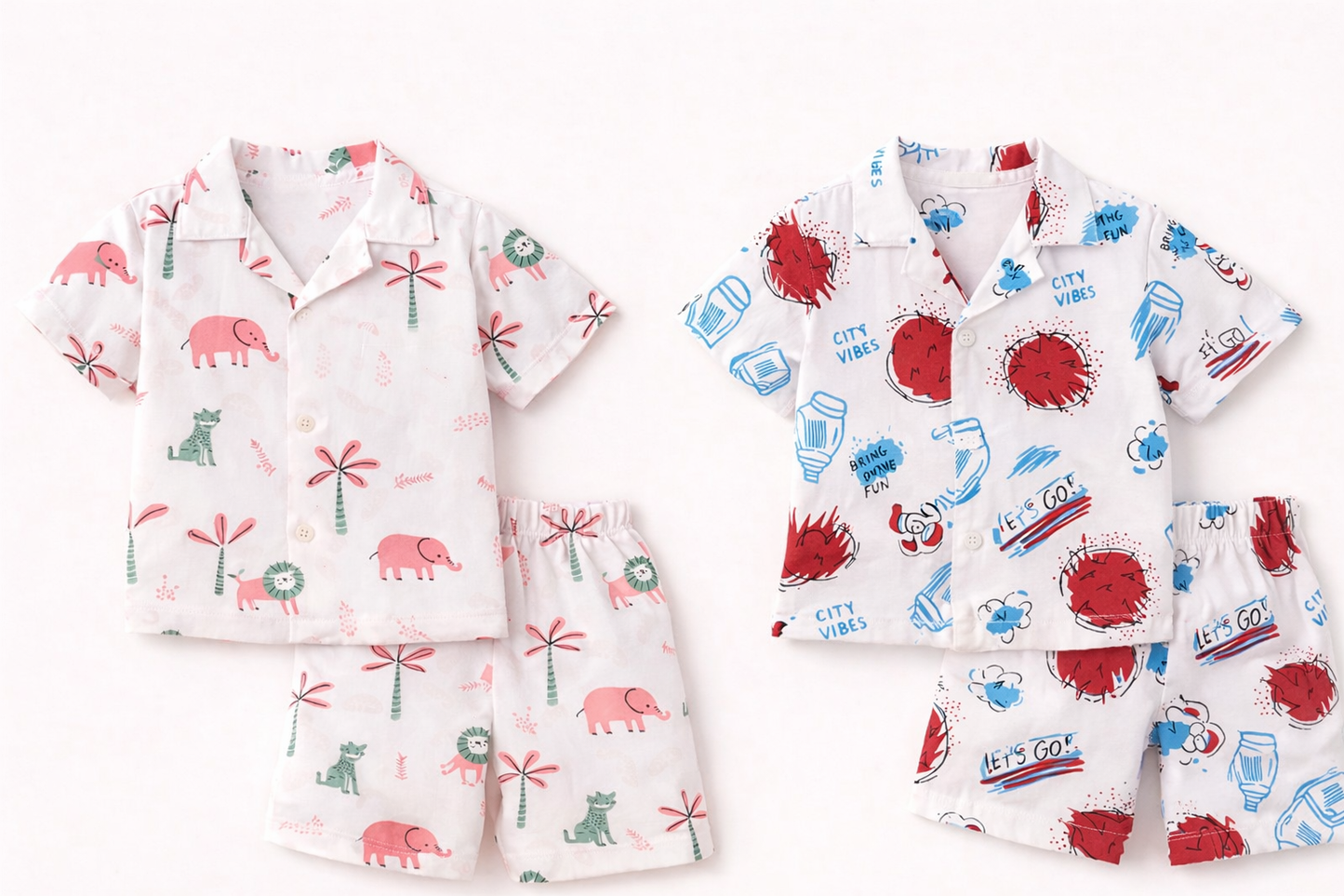 Candy Safari & City Pop Combo Set – Boys Cotton Summer Co-Ord Pack