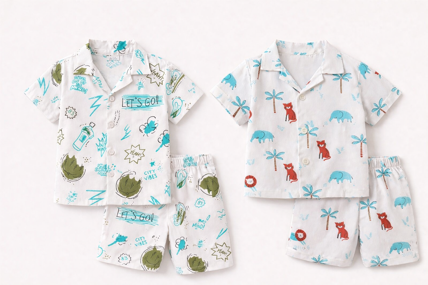 Jungle Safari Coord Set – Boys Cotton Summer Co-Ord Set