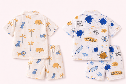 Jungle Adventure & City Vibes Combo Set – Boys Cotton Summer Co-Ord Pack