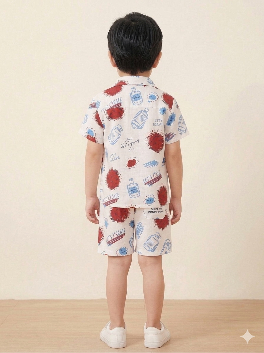 Candy Safari & City Pop Combo Set – Boys Cotton Summer Co-Ord Pack