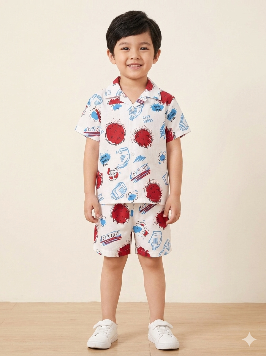 Candy Safari & City Pop Combo Set – Boys Cotton Summer Co-Ord Pack