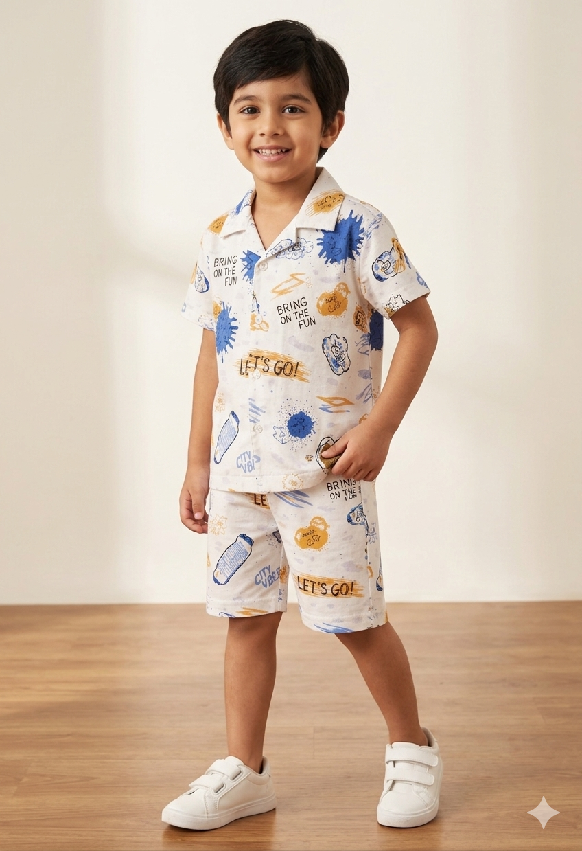 Jungle Adventure & City Vibes Combo Set – Boys Cotton Summer Co-Ord Pack
