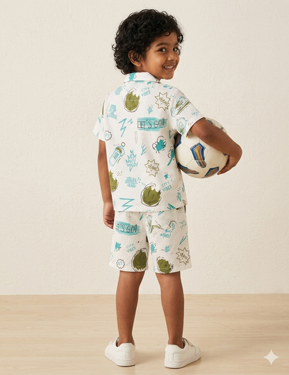 Jungle Safari Coord Set – Boys Cotton Summer Co-Ord Set