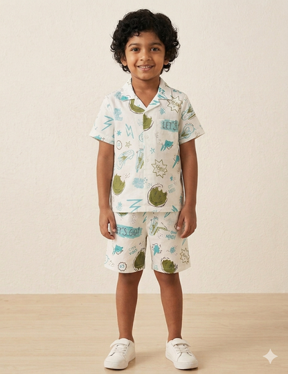 Jungle Safari Coord Set – Boys Cotton Summer Co-Ord Set