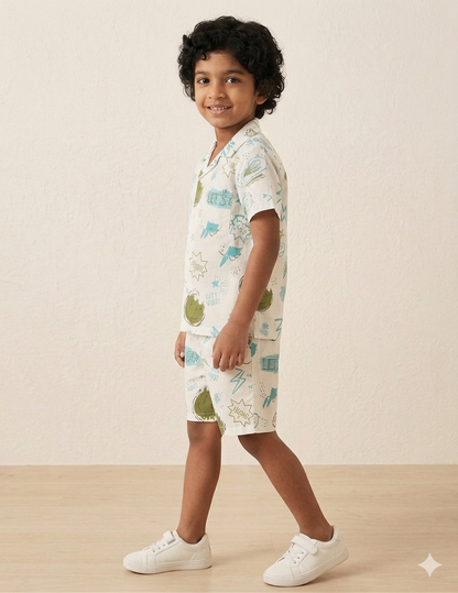 Jungle Safari Coord Set – Boys Cotton Summer Co-Ord Set