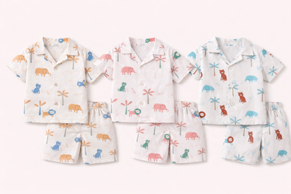 Safari Friends Cotton Co-Ord Combo Pack – Boys Summer Wear (Pack of 3)